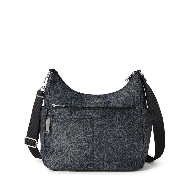 Baggallini SecurtexÂ® Anti-theft Free Time Crossbody Bag Cross Body, Midnight Blossom, One Size US - Image 1